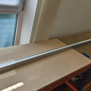 Pedante digital length stop integrated into miter saw setup for LED systems production in Germany