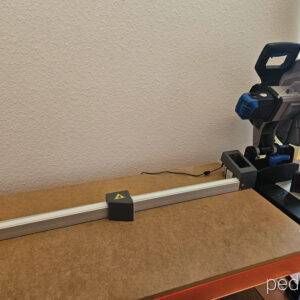 Pedante digital miter saw stop used for precise cutting in LED systems production in Germany